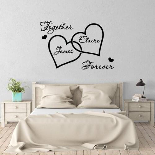 Love Couple Personalized Name Vinyl Wall Sticker Romantic Bedroom Decorative Decal Livingroom Home Poster AY1980