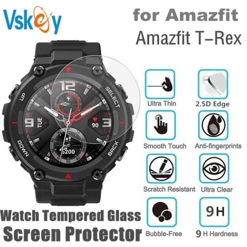 10PCS Tempered Glass for Amazfit T-Rex Screen Protector Round Smart Watch Anti-Scratch Protective Film
