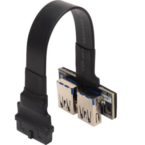 30cm/60cm/80cm High Speed Front Panel Cable Adapter 20Pin to 2 Port USB 3.0 with Fixed Foot for PC Desktop Computer Case Chassis