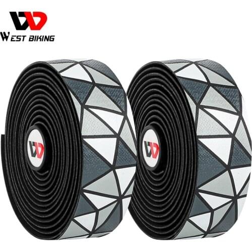 WEST BIKING 2Pcs PU EVA Soft Bicycle Handlebar Tape Anti-slip Bike Handlebar Strap Road Bike Handlebar Tape Bike Accessories