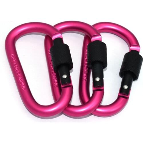 Hot Pink Carabiner Clips Adjustable D Buckles Slide Large Solid Spring Snap Locking Buckle Keychain eyrings Bag Clasps 62 mm