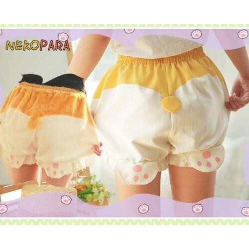 Funny Corgi Dogs Hips Bottom Kawaii Pumpkin Shorts Cotton / Flannel Safety Shorts Bubble Shape Shorts