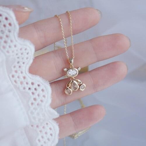 2021 New Fashion Brand Jewelry Adjustable Crystal Bear Pendant&necklaces for Women Delicate Zirconia Charm Choker Necklaces