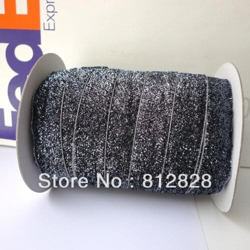 1'' 25mm #29 Charcoal Glitter Metallic Velvet Ribbon