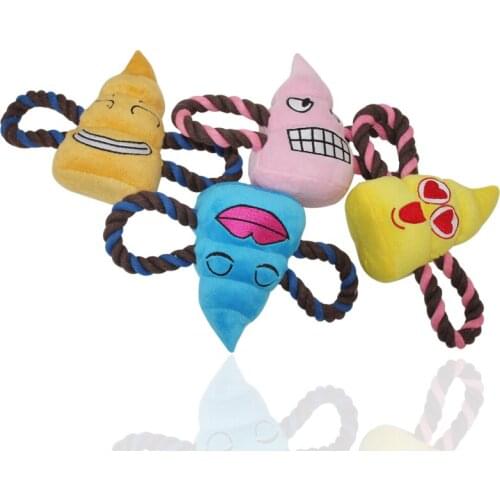 1Piece 22*14cm Plush Squeak Dog Stuffed Toy Funny Poo Puppy Tug Rope Play