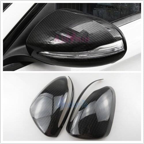 2016-2017 Car Styling Door Mirror Cover Carbon Fiber Color Overlay Frame Panel Kit For Mercedes Benz C class GLC Accessories