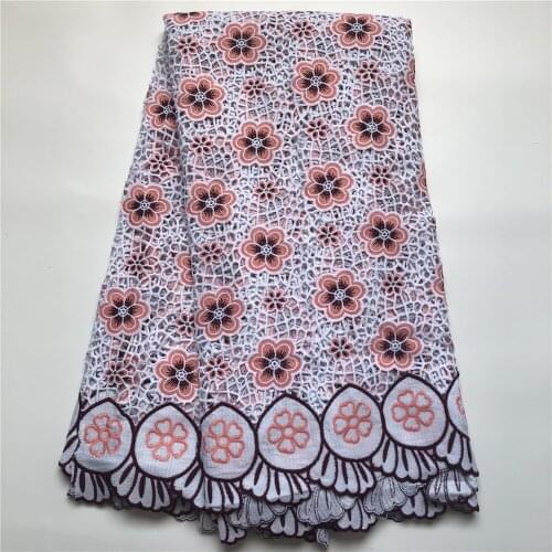 2021High Quality African Nigerian Lace Fabric For Sewing Embroidery Swiss French Tulle Cotton 5yards Wedding Party Dress Guipure