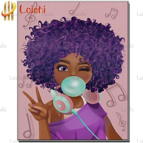5D DIY Diamond Painting African little girl who loves music cross stitch full square/round diamond embroidery mosaic painting