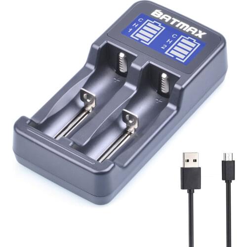 Batmax Smart Rapid LCD USB Dual Charger for AA AAA 18650 18500 18350 17670 17500 16340 RCR123 14500 10440 Rechegeable Batteries