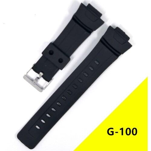 Black Silicone Waterproof Watch Band Strap For Casio G-Shock G100 G-100 Sport Replacement Rubber Watchband Accessories For Casio