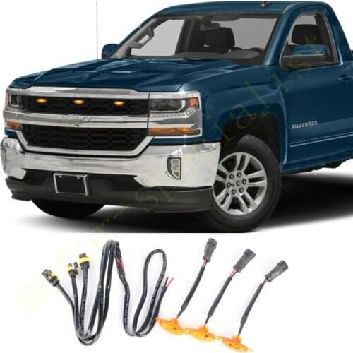 For Chevrolet Silverado 1500 2015-2018 LED Car Front bumper Grille LED Amber Light Raptor Style Light Kit Decor W/ Wire Speed