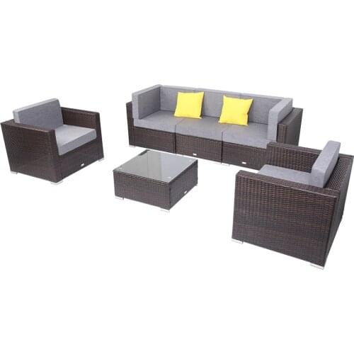 Two Styles US Warehouse 6 Pieces Patio PE Wicker Rattan Corner Sofa Set Patio Furniture Set In Stock for the outdoors and Patio