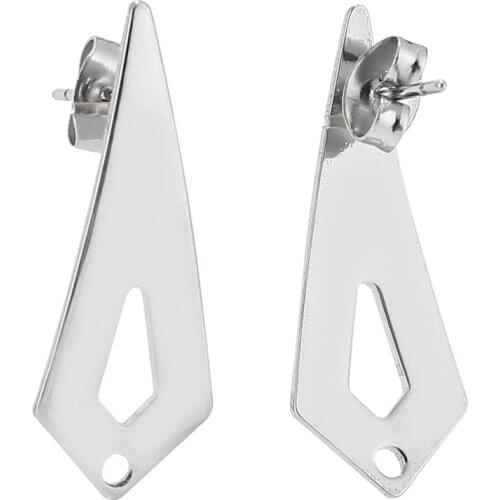 Surgical Steel Dull Silver Arrow Shape Pierced Post Stud Earrings with 1.5mm Holes for Dangle Earring Jewelry Making
