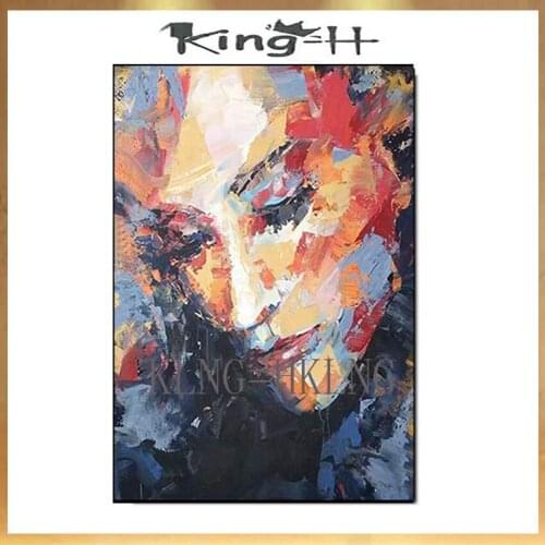 Sexy Woman Face Art Wall Picture Abstract Pure Hand-painted Oil Painting Portrait Wall Canvas Art Paintings For Bedroom Decor
