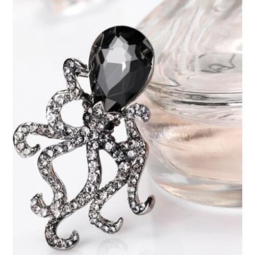 Creative Womens Octopus Rhinestone Glass Brooch Pin Breastpin Bridal Jewelry