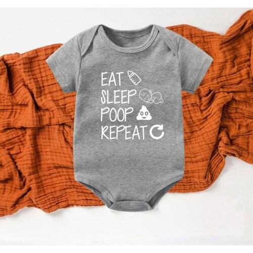 Newborn Summer Romper Eat Sleep Poop Repeat Infant Toddler Baby Boy Girl Onesies Funny Letter Bodysuits Jumpsuit Clothes Outfit