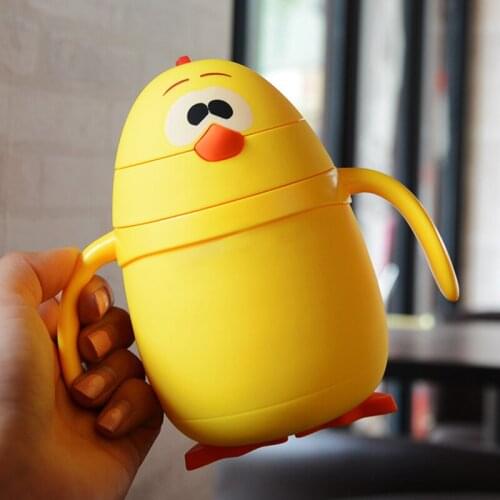 Chicken Straw Thermos Cup Infant Handle Cup Cartoon Childrens Water Tumbler Stainless Steel Mug Glass
