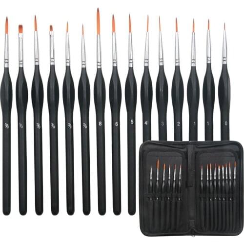 15Pcs Art Miniature Paint Brush Pen Set Nylon Hair brushes for acrylic and oil drawing Professional Watercolor painting tools