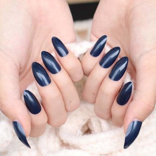 2021 24pcs Solid color pointed hand finger false nail.Fashion must be Cymbidium C35