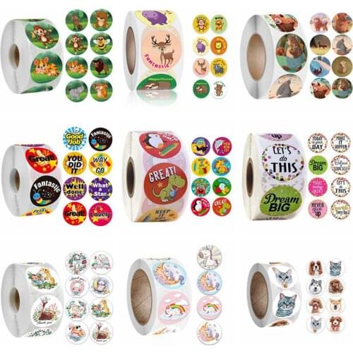 500pcs Teacher Reward Stickers for Kids Children Kindergarten School Encouragement Students Games Toy Animals Stationery Labels