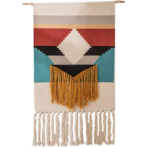Nordic Art Macrame Tapestry Wall Hanging Tapiz Handmade Woven Bohemian Background Cloth Tapestry Tassel Home Room Wall Decor