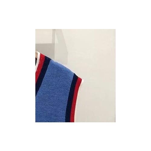 2020 Autumn and Winter New Contrast Color Sleeveless Knitted Vest Jacket