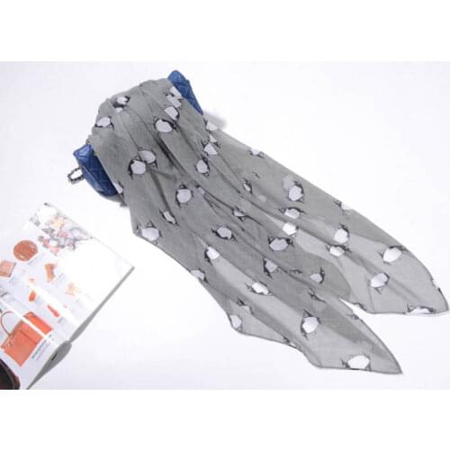 2019 new fashion Fashion Women Penguin scarf Animal Prints Shawl Lady Stripe Scarf Popular for four seasons