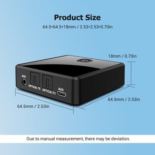 Muslady BT 5.0 Transmitter Receiver 2 in 1 Wireless Audio Adapter with LED Indicator 10M Transmission Range for TV Stereo System