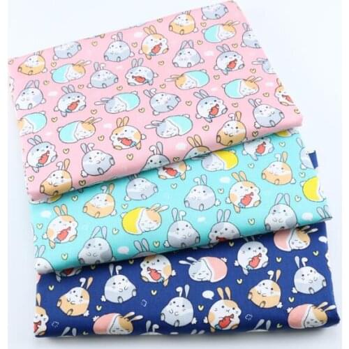 Printed Cute rabbit Cartoon Animals Twill Cotton Fabric By Half Meter for Patchwork Quilting Baby Bedding Sewing Cloth Materials