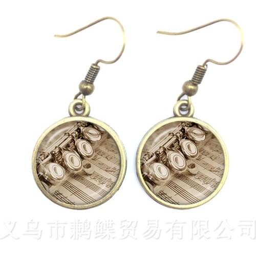 Hot Sell Music Art Piano Time Gem Earrings Alloy Glass Drop Fashion Creative Women Girls Earrings Souvenirs Gift