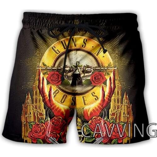 CAVVING 3D Printed Guns N Roses Rock Band Summer Beach Shorts Streetwear Quick Dry Casual Shorts Sweat Shorts for Women/men