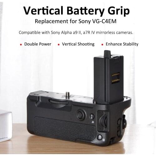 KingMa Vertical Battery Grip Holder Replacement VG-C4EM Battery Pack Grip Compatible with Sony Alpha A9 II/ A7R IV Cameras