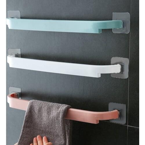 Bathroom Towel Rack Hook Up Punch-Free Kitchen Single Pole Rag Hanger Bathroom Accessories Shelf Storage Rack Household Goods