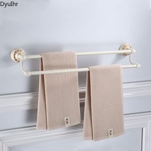 Baking white paint space aluminum wall-mounted towel bar bathroom double bar beautifully carved towel rack bathroom accessories