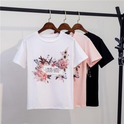 High Quality luxury 3D Embroidery Bead t shirt Tops Runway Designer Appliques Flower Short Sleeve Tshirts Summer Girl T-shirts