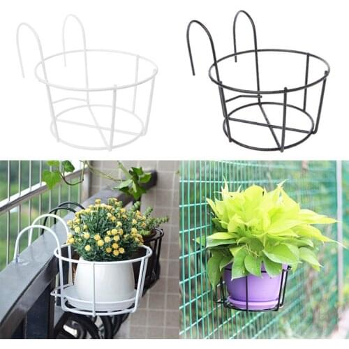 Iron Art Hanging Baskets Flower Pot Balcony Hanging Plant Racks Balcony Round Flower Pot Outdoor Rack Bonsai Stand Decoration