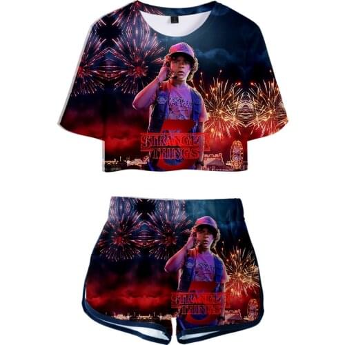 2021 New Stranger Things Set + Short Pants 3D Print TV Series Stranger Things O-neck Sweet Summer Women Season 3 Two Piece