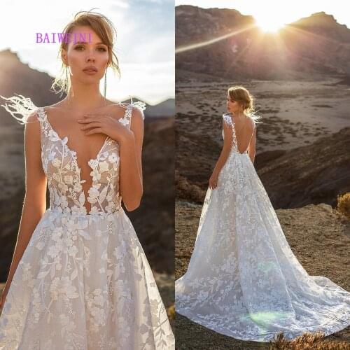 New arrival Gorgeous Appliques Chapel Train Lace Wedding Dress 2021 Sexy Scoop Sleeve Beaded Princess Bride Gown Robe de mariee