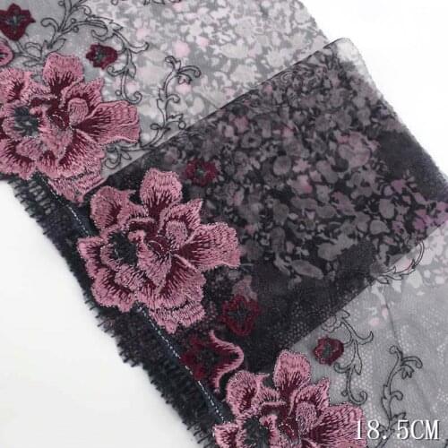 14Yards Purple Mesh Flower Embroidered Tulle Lace Trimmings Dress Lace Fabric Sewing Crafts Bra Underwear Sofa Curtain Material