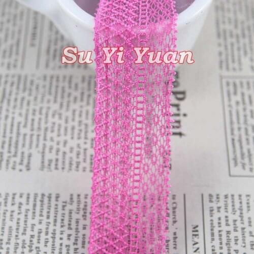 20 Yards/lot 28mm Width Hot Pink,black Elastic Stretch Lace Trim DIY Headband Sewing/garment Elastic Lace
