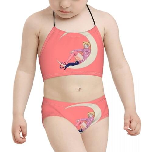 2021 Kawaii Anime Kid Girls Swimwear Children Print Pink Sailor Princess (2) Biquini Wholesale Baby Girl Swimming Suit