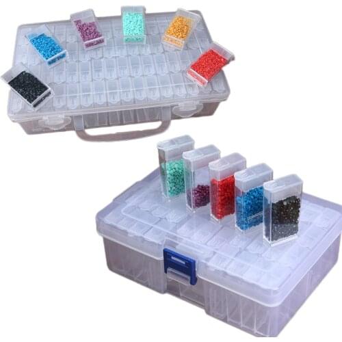 24 42 64 Girds Beads Container Mosaic Convenience Boxes Diamond Painting Cross-Stitch Tools Nail Art Tip Case