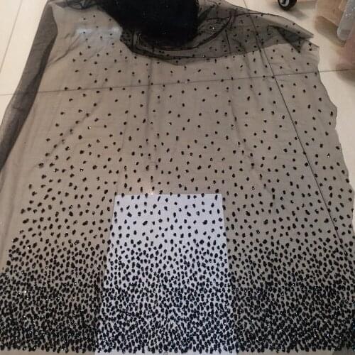 5 yards hh002 black dobby sexy glued sparkle glitter mesh net tulle lace fabric for sawing /evening dress