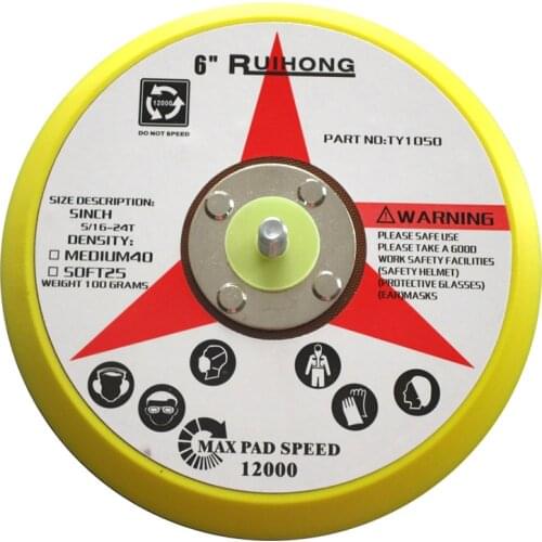 6 Inch Sanding Pad 5/16"-24 Thread Hook & Loop Sanding Disc Backing Pad Power Sander Parts & Accessories