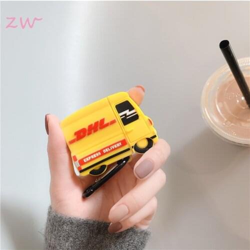 Airpods 1 2 Cover Cute 3D DHL Express Car Keychain Silicone Soft Bluetooth Headset Case Keyring For Women Men DIY Bag Acessorios