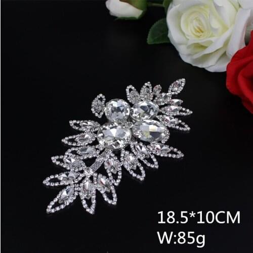 Promotion High Quality Sewing On Bling Flower Rhinestone Applique Silver Crystal Applique Evening Wedding Dresses DIY Decoration