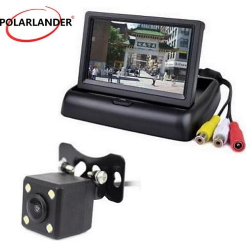4.3" TFT LCD Car Monitors Foldable display With Rear View reversing parking Camera wireless transmitter receiver