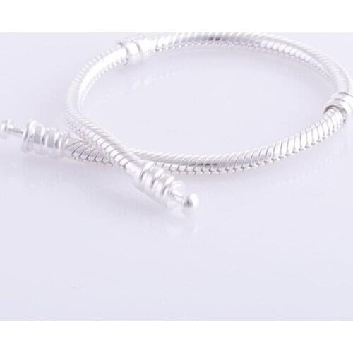 925 Sterling Silver Jewelry Charms Bracelets for Women Classic Clasp Snake Chain Silver Bracelets Jewelry DIY Findings Accessory