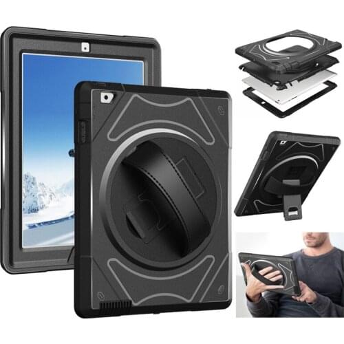 Case for ipad 2 3 4 Anti-fall Handheld Protective Sleeve for ipad 3 with Bracket Hand Strap for ipad 4 Protect the Screen Black