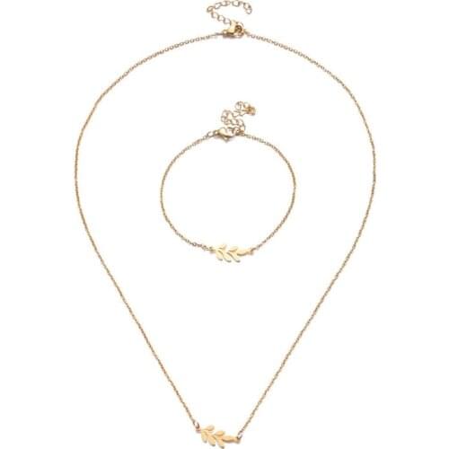 Flower Leaves Honey Necklace Pendant Earrings Jewlery Sets for Women Gift Fahion GOLD